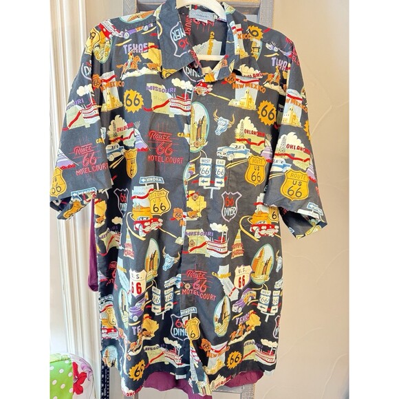High Seas Trading Company Shirt Mens 2XL Black Route 66 Mens Button Cotton - Picture 4 of 7